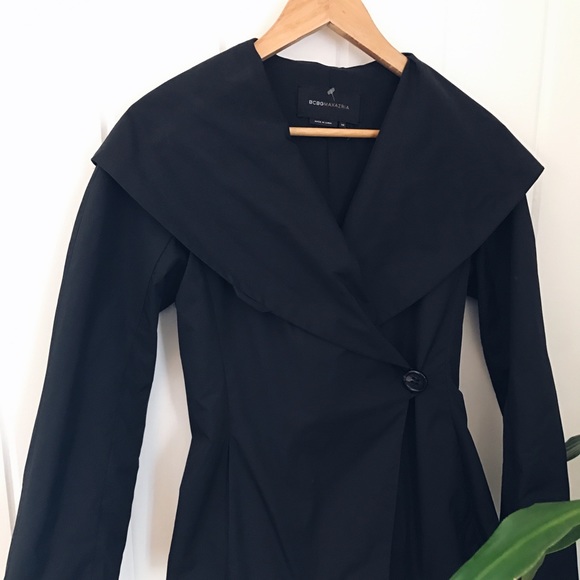 black hooded wrap coat